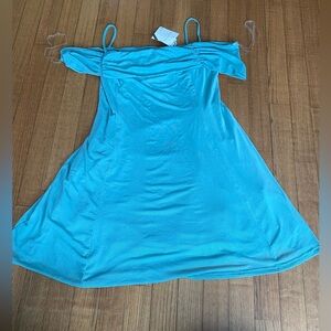 NWT See You Monday L Light Blue chiffon mini off shoulder dress prom ball dance